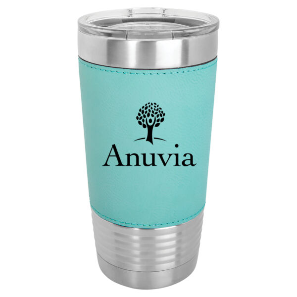   - 20 oz. Stainless Steel Leatherette Tumbler w/Clear Lid Thumbnail