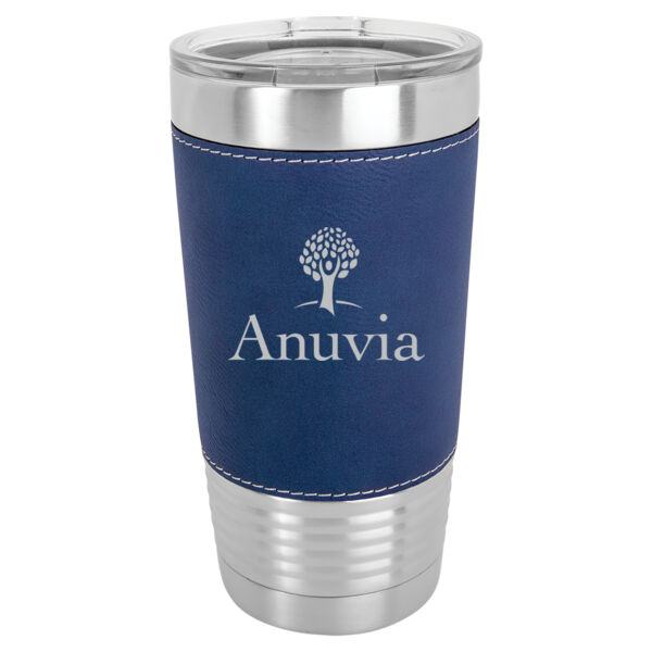   - 20 oz. Stainless Steel Leatherette Tumbler w/Clear Lid Thumbnail